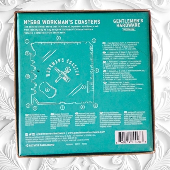 Set Of Two Workman’s Coaster Multi-Tool CoastersTwo coasters in box - Picture 2 of 3